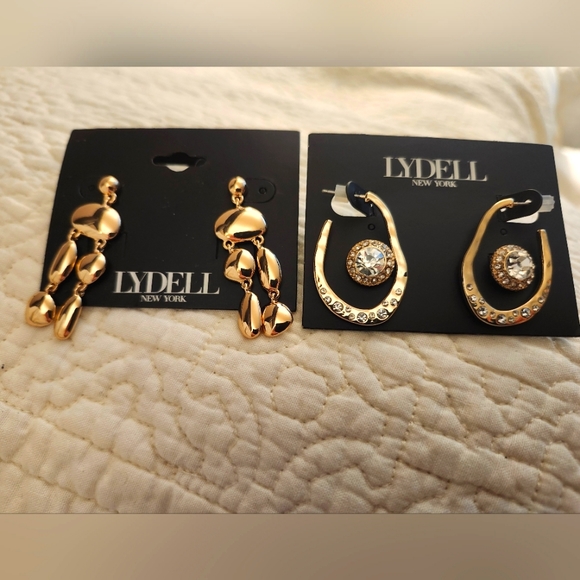 NWOT Lydell New York Earings Set Post Back Gold Tone Crystal 3 - Picture 1 of 3